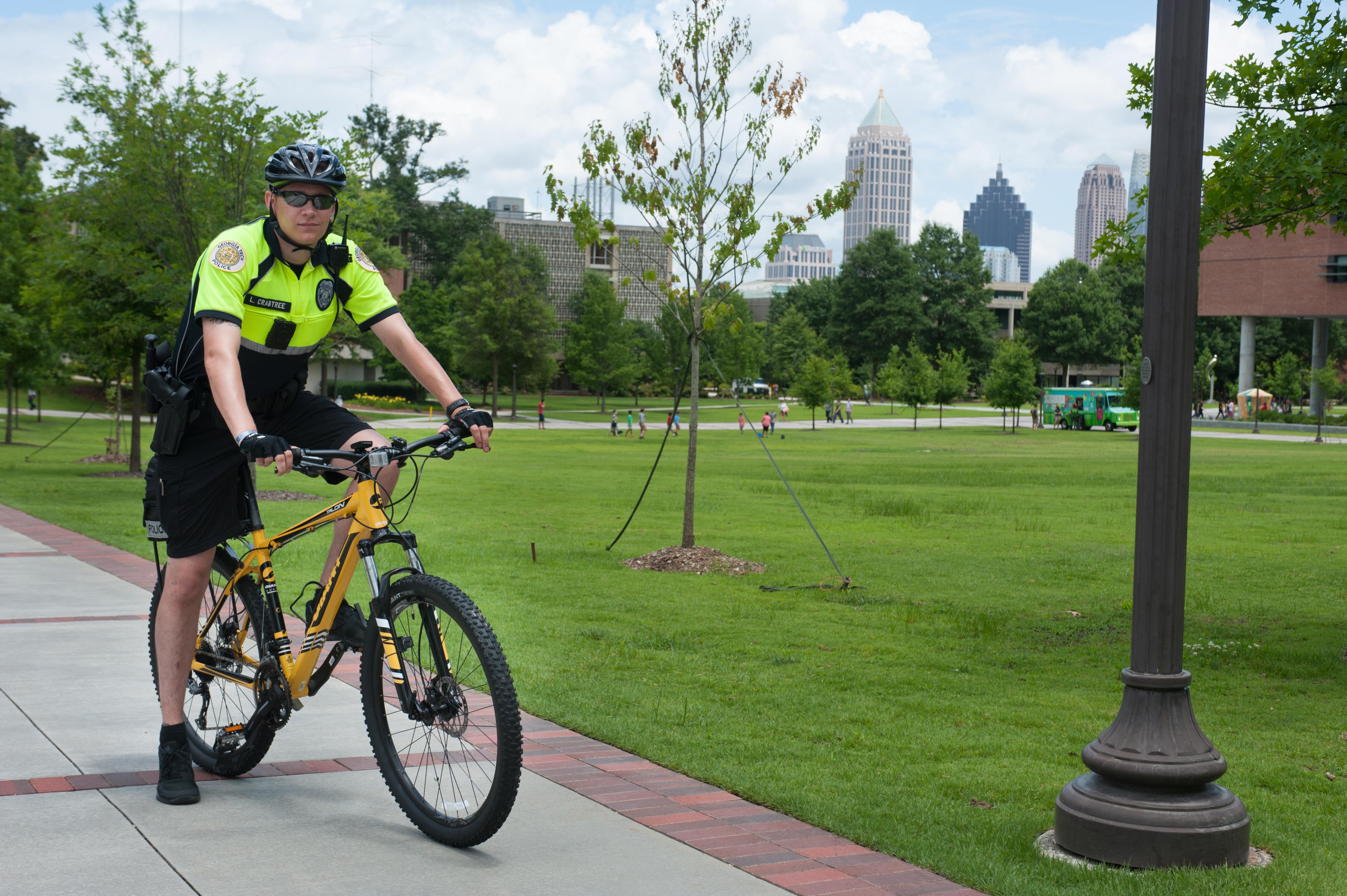 Georgia Tech Police riding bike