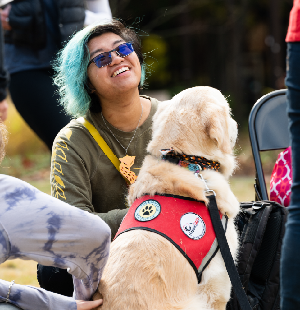 student with service dog 