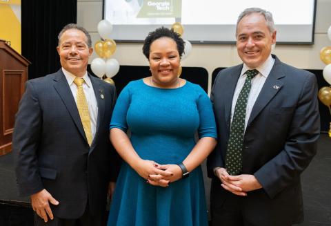 Archie Ervin, Yamiche Alcindor, and Georgia Tech President Àngel Cabrera