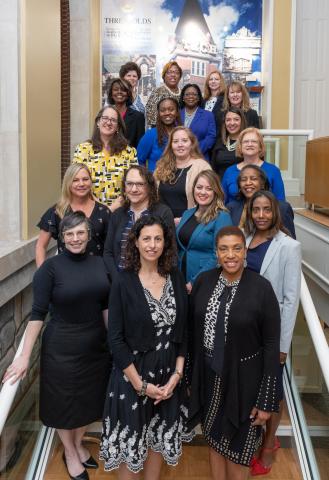 The Leading Women@Tech fourth cohort and program co-directors Julie Ancis (front, middle) and Pearl Alexander (front, right).