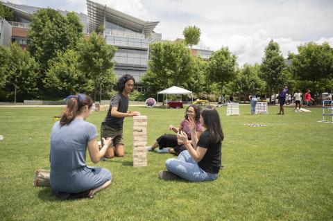 Students enjoy games at the Juneteenth celebration