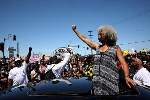 This past spring, Davis spoke to protestors in California in the wake of the death of George Floyd (photo courtesy of Angela Davis)