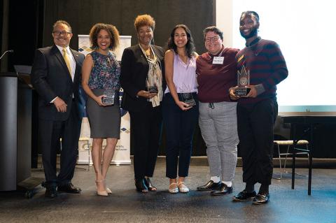 Arianna Robinson, Donna Ennis, Nina Sara Fraticelli-Guzman, and the LGBTQIA Resource Center were honored as Diversity Champions at the 2022 Georgia Tech Diversity Symposium.