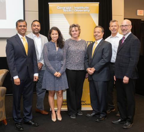 Inclusive Leaders Academy Participants and Vice President of Institute Diversity, Dr. Archie Ervin (second from right), and Closing Program Keynote Speaker, Dr. Peter Glick (right)