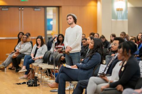 Audience members asked questions after Gillum's lecture on voting and voting rights